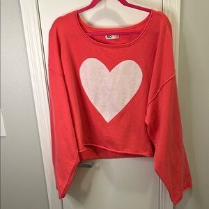 NWOT SO Coral Sweater with White Heart